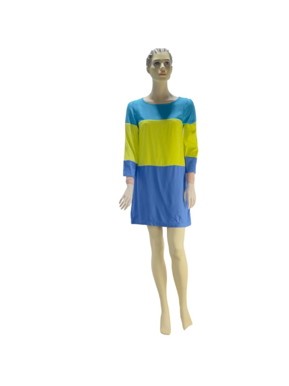 MAEVE ANTHROPOLOGIE Women’s Dress Blue Yellow Color-block Rayon Size 6 - Picture 2 of 12